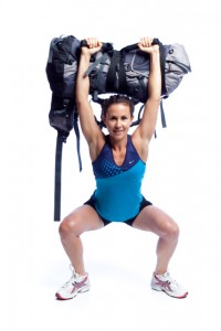 Backpack overhead squat - Low impact high intensity exercise